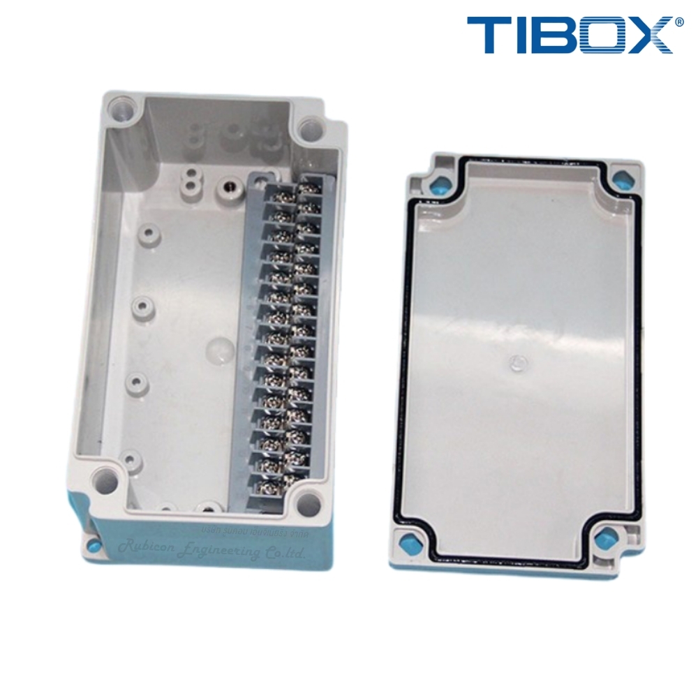TIBOX TJ-15P-S กล่องพลาสติก พร้อมเทอร์มินอลบล็อก (Plastic Terminal Block Box IP66) 15Pole 10A Size : 180x100x75 mm.