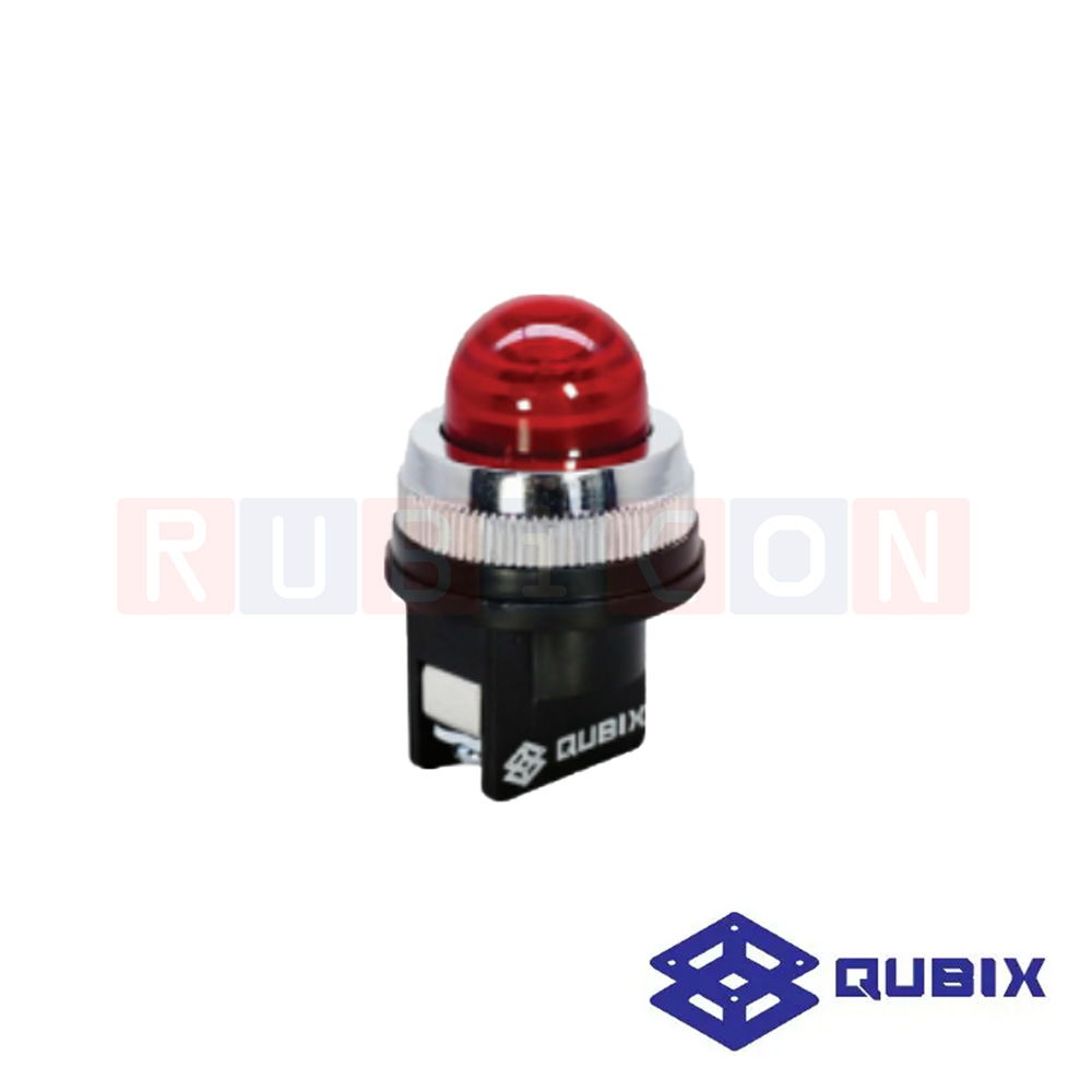 QUBIX CPNR-302R ไพล็อตแล้มป์ แบบต่อตรง Ø30 mm. 3 จังหวะ สีแดง (RED) LED 220VAC (PILOT LAMPS : Ø30 mm.)