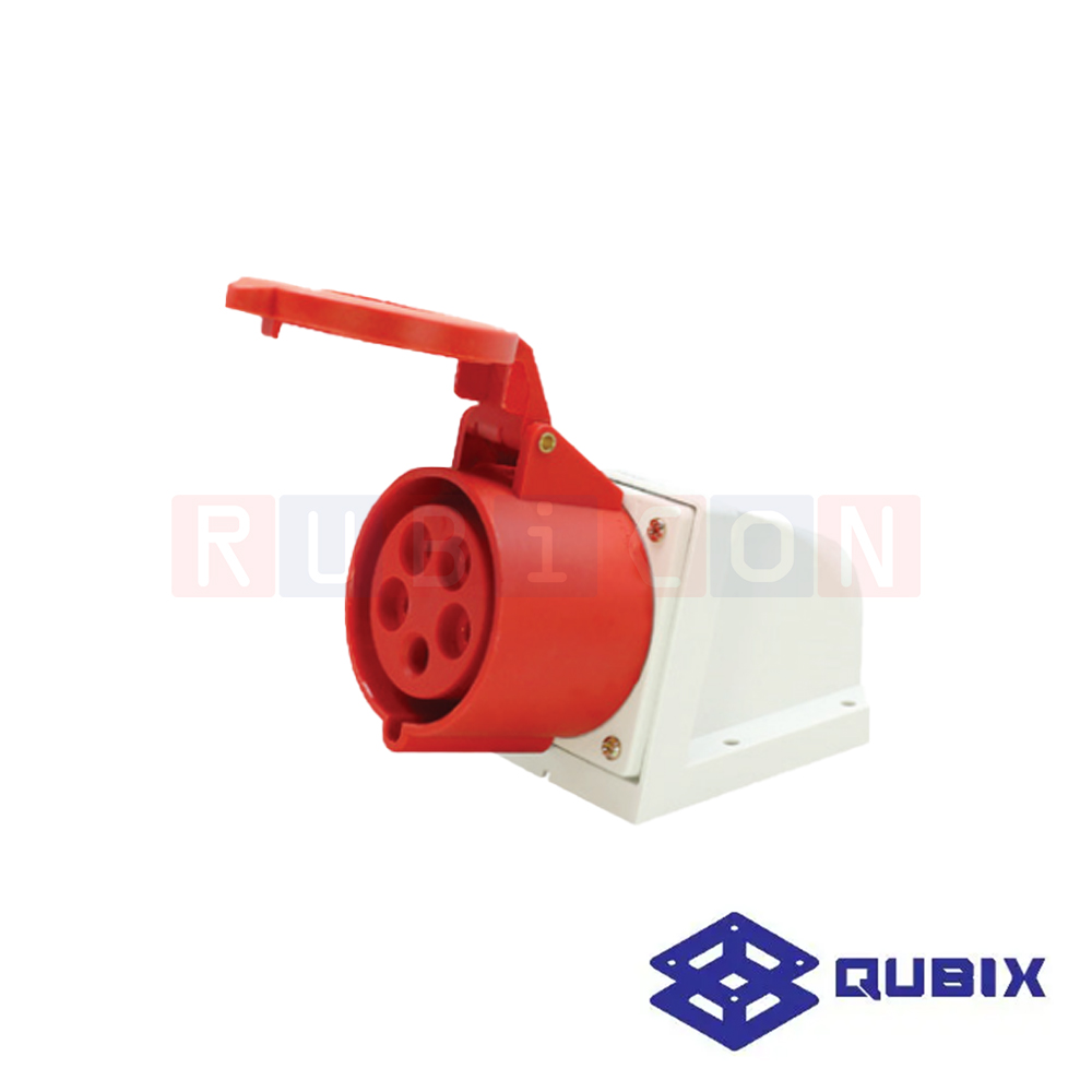QUBIX AJ-S125 ปลั๊กพาวเวอร์ตัวเมียติดลอย 5 ขา 3P+N+E 32A 220-415V 6H IP44