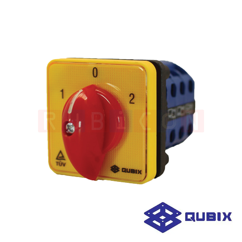 QUBIX SA16-3-3/61027-B03 สวิตช์สับเปลี่ยนสองทางมีตำแหน่งปิด 3P 16A 3kW / 5.5kW ขนาด 48×48มม. (CHANGE OVER SWITCHES WITH OFF)