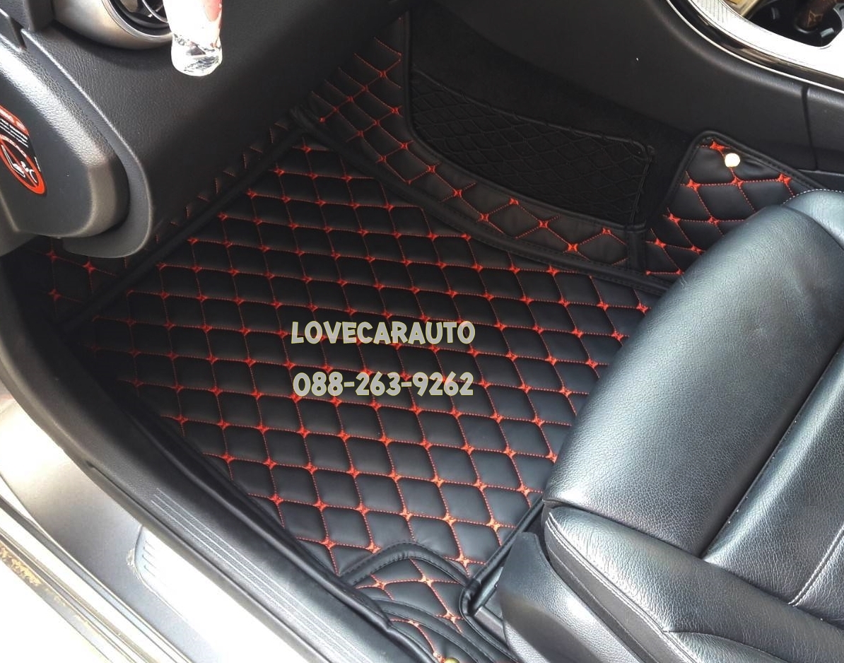 พรมปูพื้นรถยนต์ Benz C220d W205 สีดำด้ายแดง