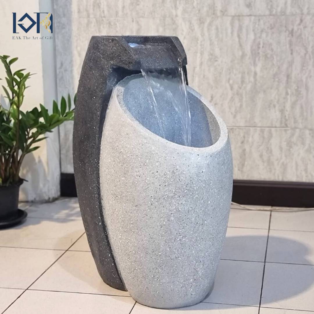 น้ำล้นน้ำพุตั้งพื้น รุ่นคู่มงคล2282 เสริมฮวงจุ้ยแต่งบ้านจัดสวน สำเร็จรูป น้ำพุหน้าบ้านแต่งสวนสวย