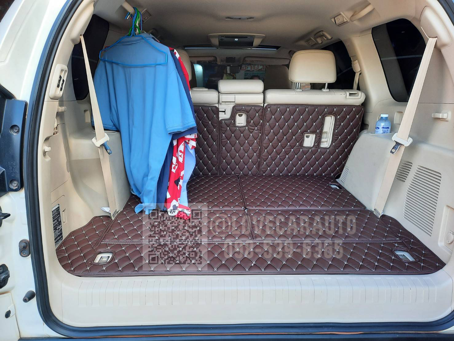 พรมปูพื้นรถยนต์ 7D Toyota Land Cruiser Prado สีกาแฟ+ดักฝุ่นสีเทา