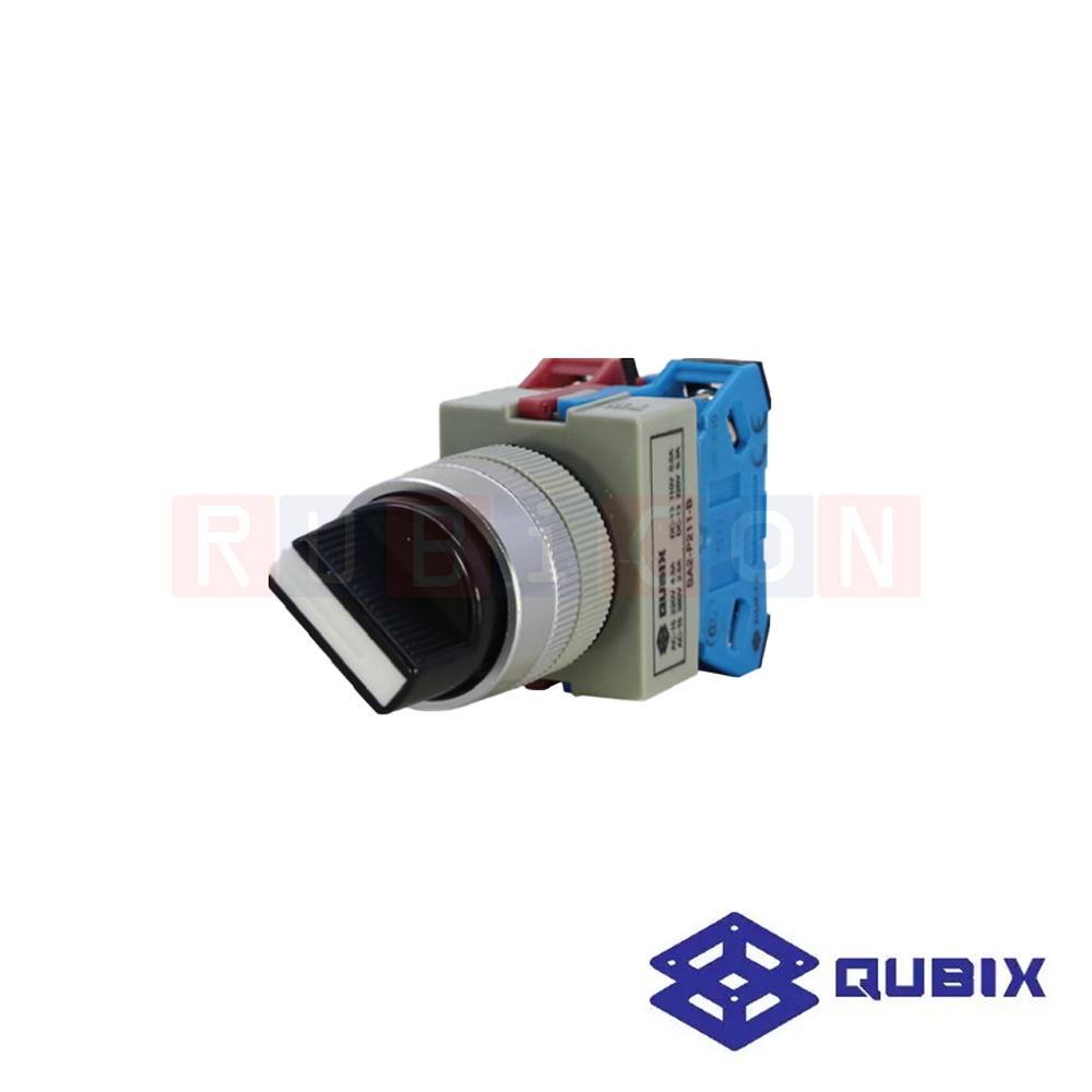 QUBIX SA2-P211-B สวิตช์ซีเล็คเตอร์ 2 จังหวะ สีดำ (BLACK) CONTACT 1NO+1NC (CONTROL SWITCHES : Ø22/25MM.)