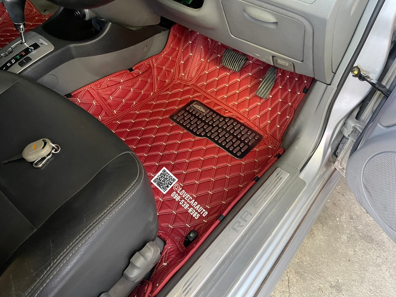 พรมปูพื้นรถยนต์ 6D Chevrolet Optra Estate สีแดงไวน์ด้ายทอง