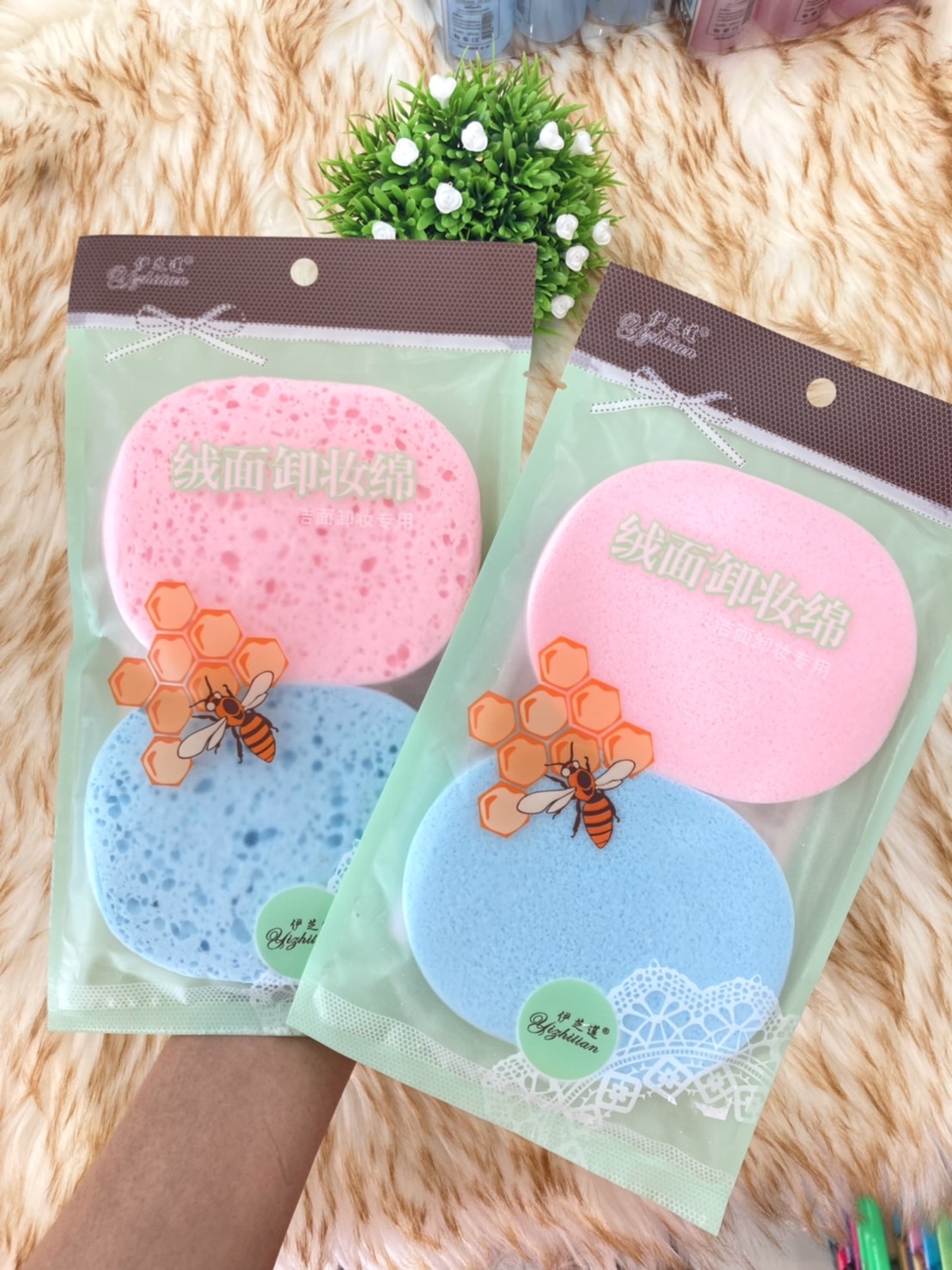 ฟองน้ำทำความสะอาดใบหน้า ฟองน้ำเช็ดหน้า บรรจุ2ชิ้น