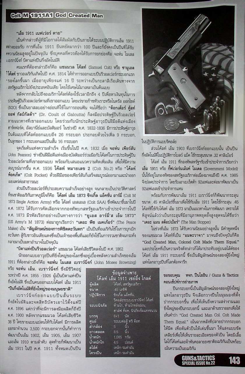 นิตยสาร Guns & Tactics ฉบับพิเศษ SPECIAL ISSUE NO.22 ปืนศาสตร์และศิลป์แห่งอาวุธ My 1st Collection