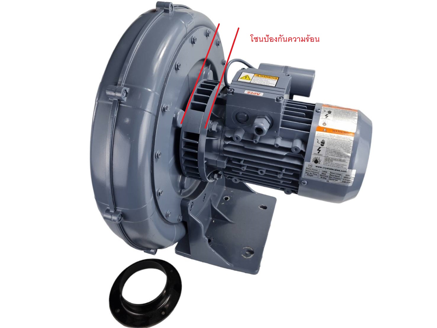 Industrial Centrifugal Fan (Heat) พัดลมโบลเวอร์สำหรับดูดอากาศร้อน 200 องศา 2HP 220V ใช้ในงานอบร้อนหรือเป่าแห้ง โบเวอร์หอยโข่ง ทนความร้อนสูง โบเวอร์เตาอบ