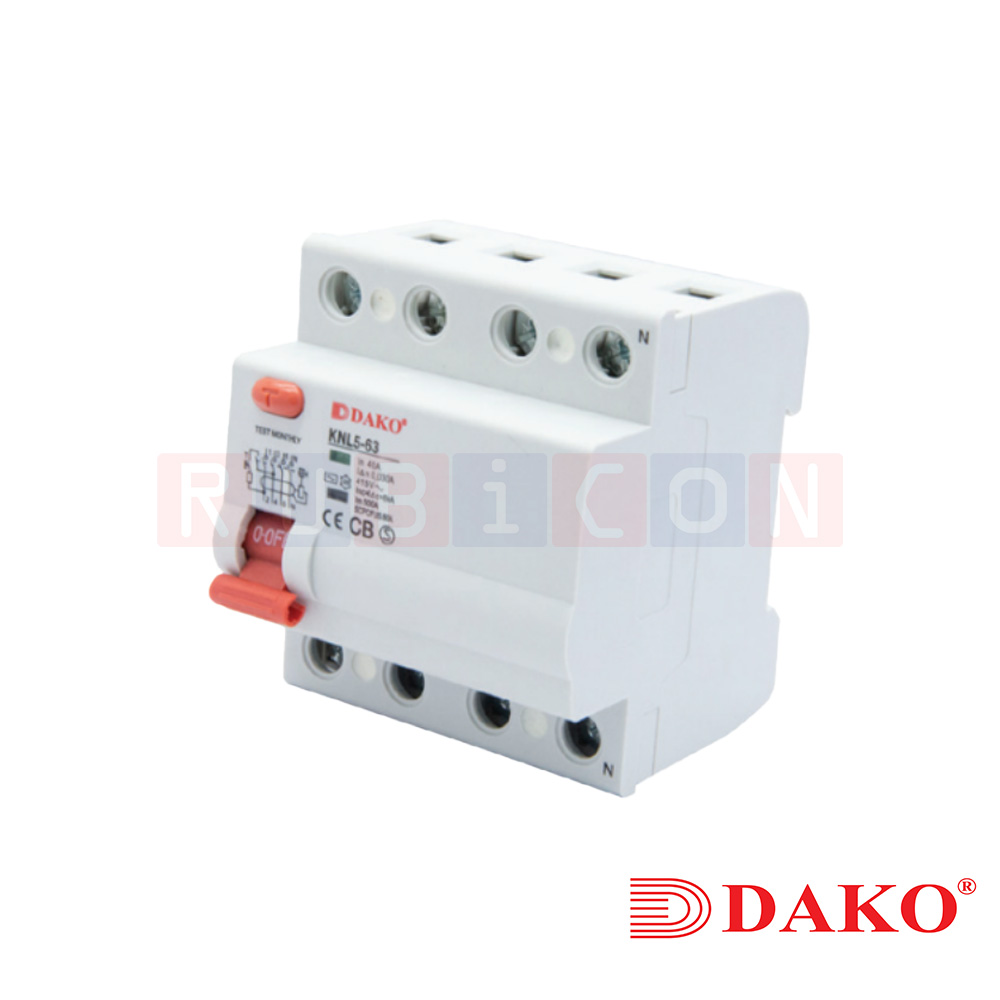 "DAKO" KNL5-63-3P+N 415V 6kA เบรกเกอร์กันดูด RESIDUAL CURRENT CIRCUIT BREAKER (RCCB)