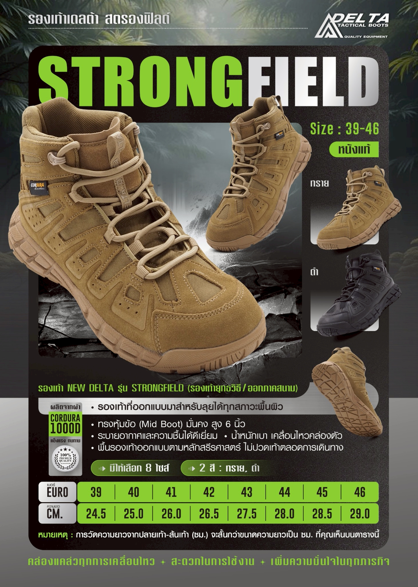 🇹🇭 1347 ไทยแลนด์ แทคติคอล รองเท้า New Delta รุ่น Strongfield