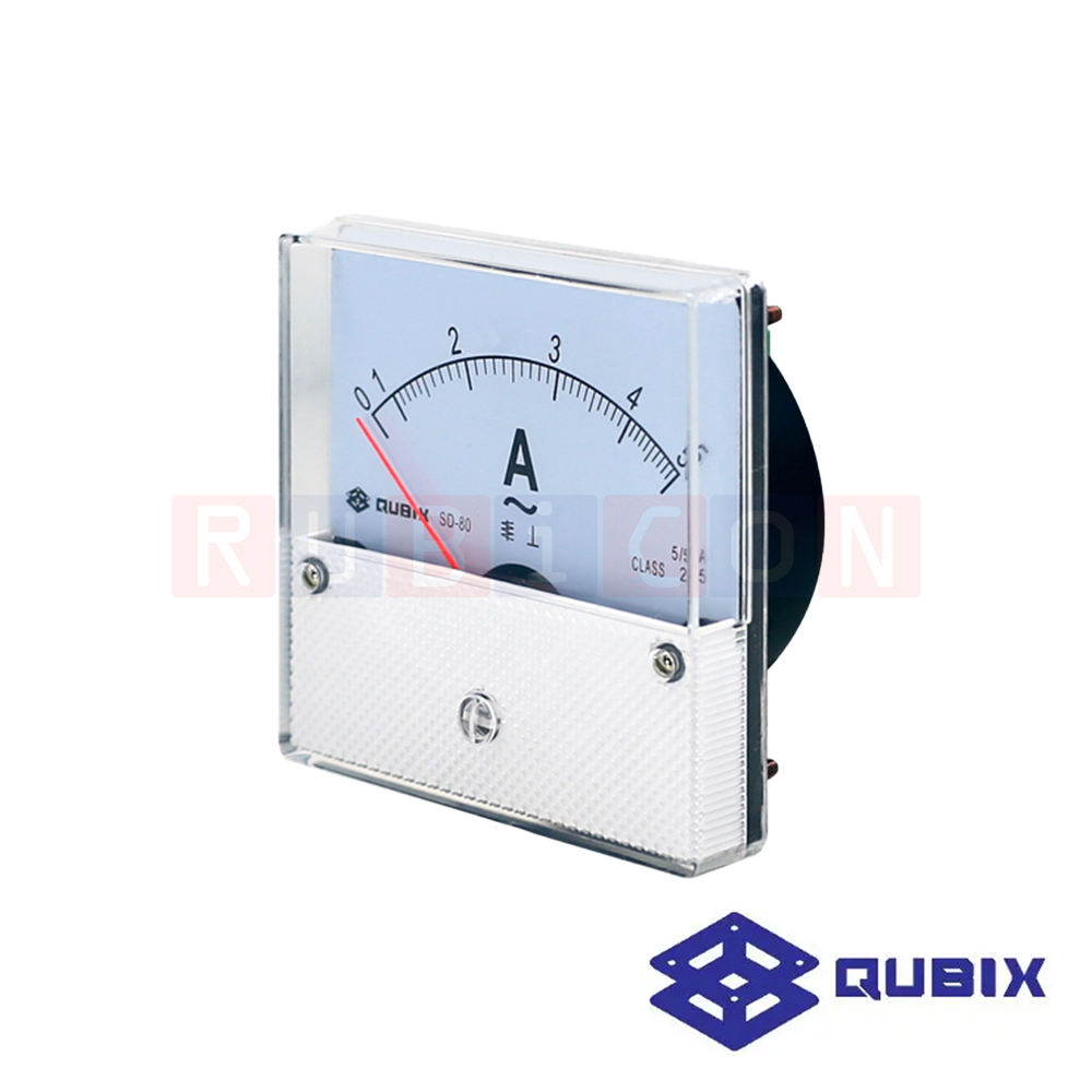 QUBIX SD-80A CLASS 2.5 พาเนลมิเตอร์แบบอนาล็อก แอมป์มิเตอร์ (ต่อผ่านCT / 5A) ANALOG PANEL METER SD SERIES 80X80 MM. (AMMETER)