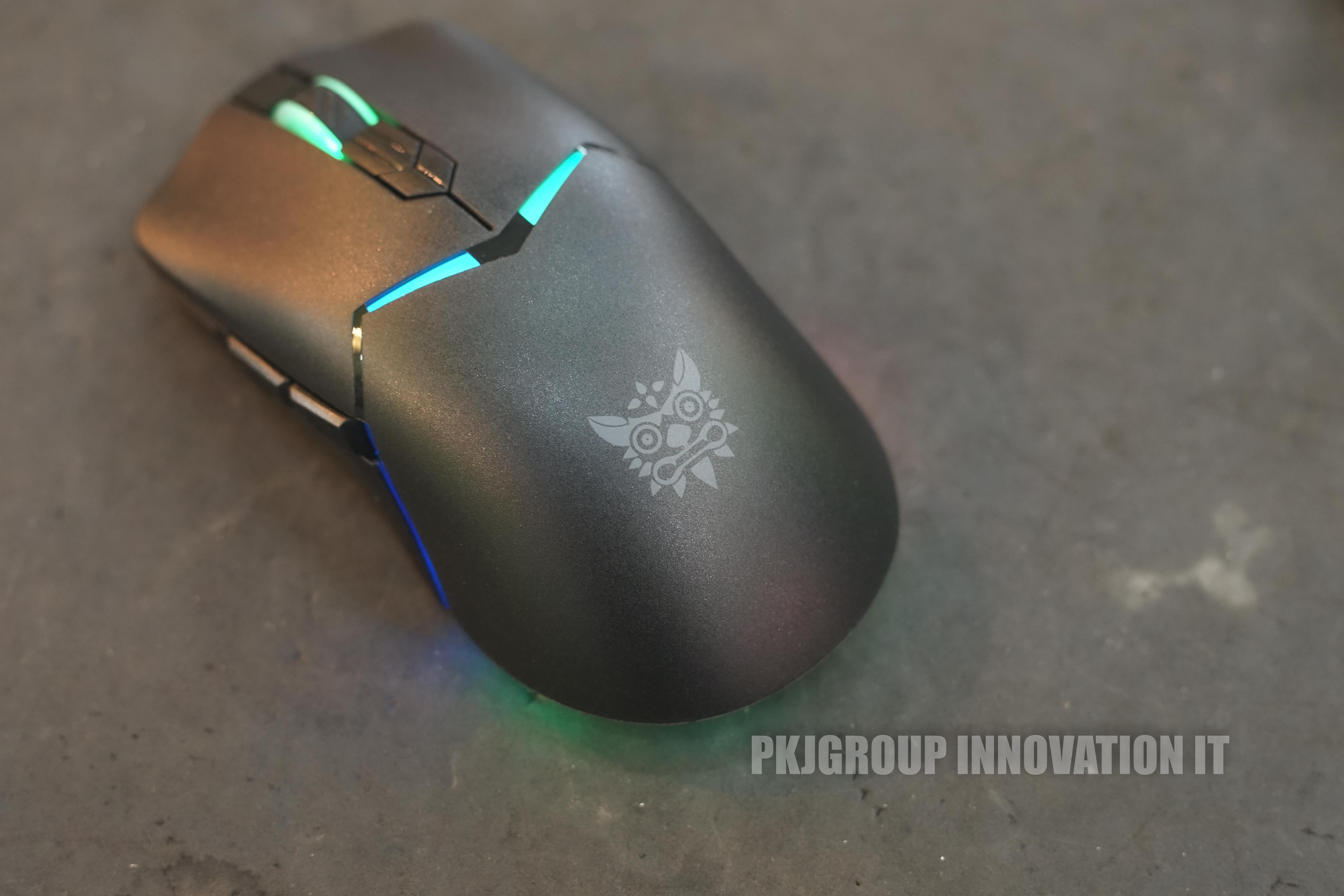 เมาส์เล่นเกมไร้สาย Onikuma Kitsu สีดำ Tri-Mode DPI 7 ระดับ RGB สามารถปรับได้