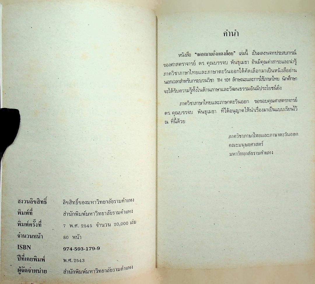 ลักษณะและการใช้ภาษาไทย (จดหมายถึงแดงต้อย)