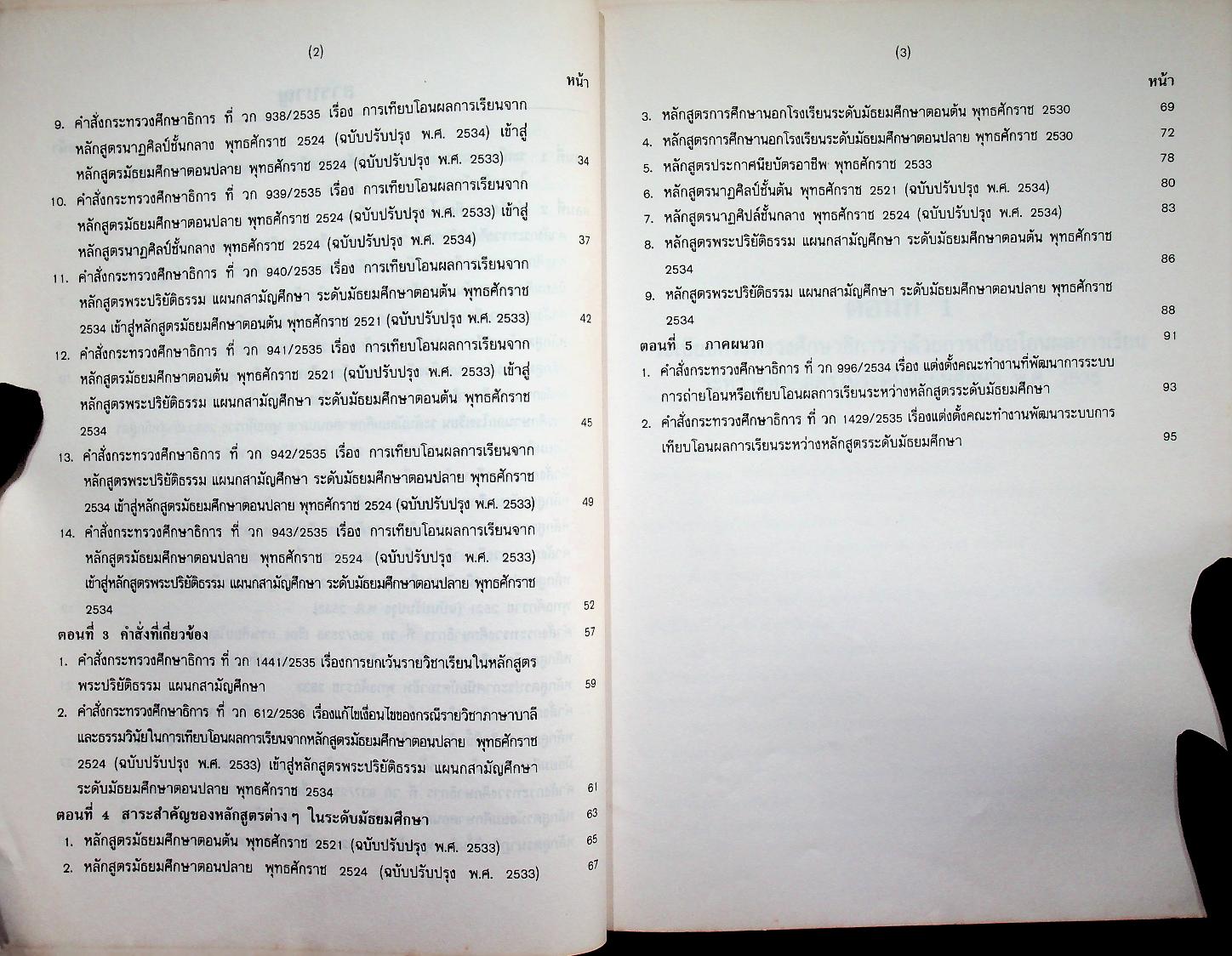 ระเบียบ คำสั่ง กระทรวงศึกษาธิการ ว่าด้วยการเทียบโอนผลการเรียนระหว่างหลักสูตรในระดับมัธยมศึกษา