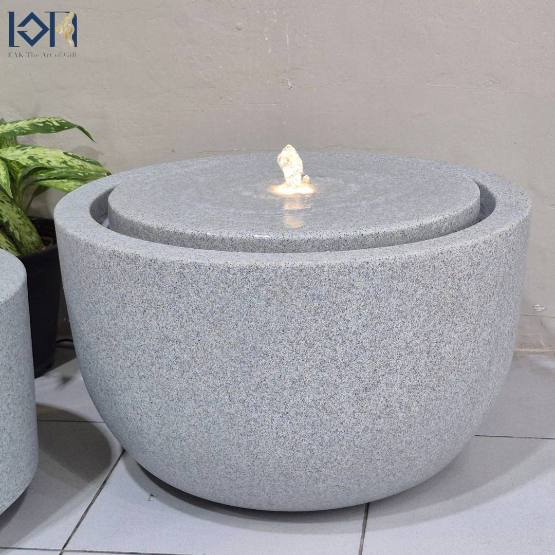 น้ำพุน้ำล้นแต่งบ้าน รุ่นGranniliteทรงกลม2ขนาด อ่างน้ำพุวางหน้าบ้านเสริมฮวงจุ้ย น้ำตกจำลองตั้งหน้าบริษัทร้านค้า