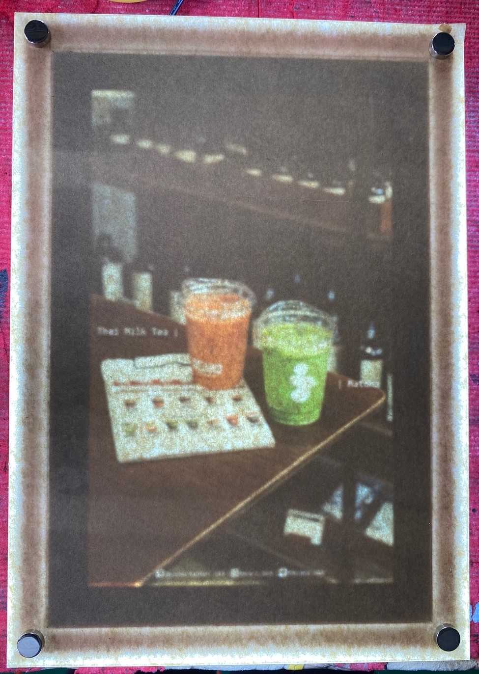 ป้ายแสดงเมนู Slim Lightbox เมนูเครื่องดื่มชาไทย–มัทฉะของร้าน BEANS