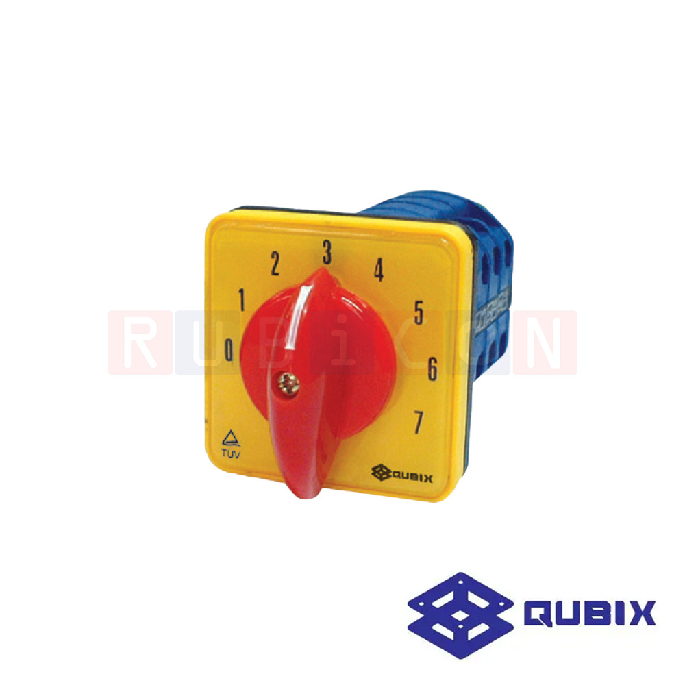QUBIX SA16-8-4/61064-B03 สวิตช์มัลติสเต็ป แบบมีตำแหน่งปิด 1P 16A 3kW / 5.5kW ขนาด 48×48มม. (MULTI-STEP SWITCH WITH OFF 1POLE)