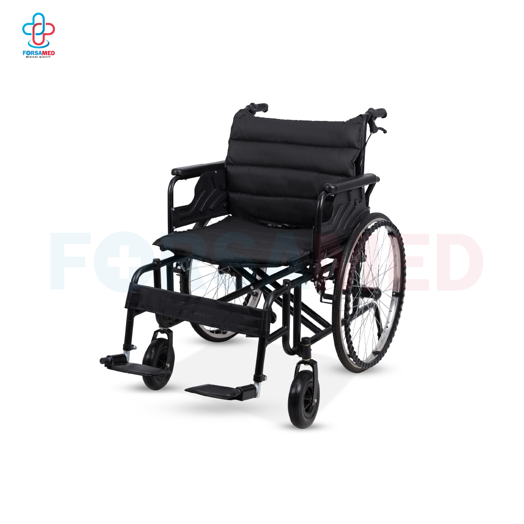 รถเข็นวีลแชร์แบบแมนนวล รุ่น Jumbo เบาะกว้าง สำหรับคนตัวใหญ่ ล้อใหญ่ Manual Wheelchair รับประกัน 1 ปี