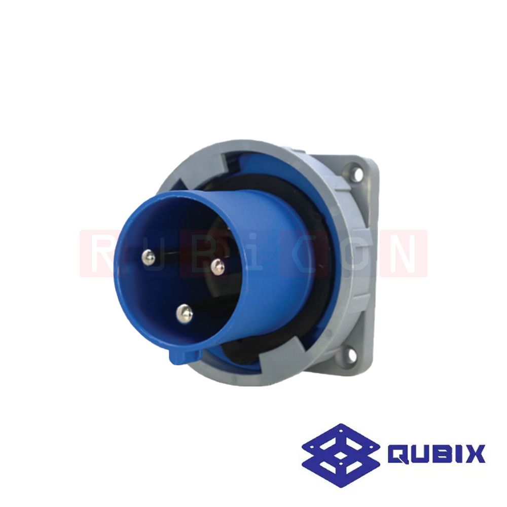 QUBIX AJ-6332 ปลั๊กพาวเวอร์ตัวผู้ฝังกันน้ำ 3 ขา 2P+E 63A 220-240V 6H IP67