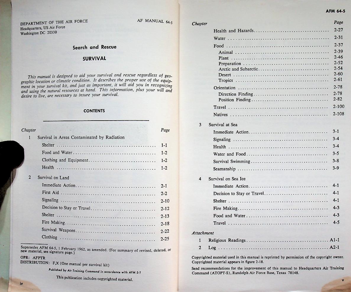 AIR FORCE MANUAL Search and Rescue SURVIVAL (คู่มือกองทัพอากาศ ค้นหาและกู้ภัย การเอาตัวรอด)