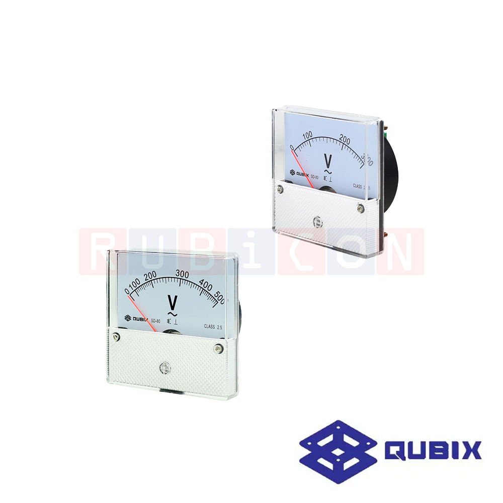 QUBIX SD-80V CLASS 2.5 พาเนลมิเตอร์แบบอนาล็อก โวลท์มิเตอร์ ANALOG PANEL METER SD SERIES 80X80 MM. (VOLTMETER)