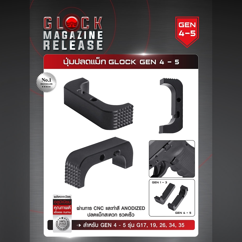 ไทยแลนด์ แทคติคอล ปุ่มปลดแม็ก Glock Gen 4 - 5