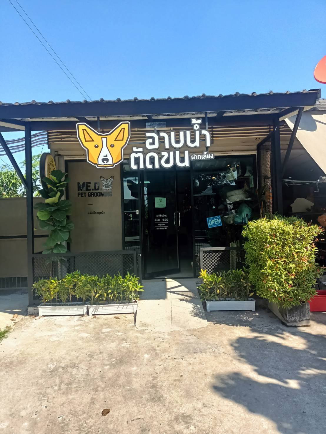 ป้ายไฟร้านค้าตัวอักษรไฟออกหน้าขอบอลูมิเนียมแอลอีดี งานอาบน้ำ ตัดขน ฝากเลี้ยง