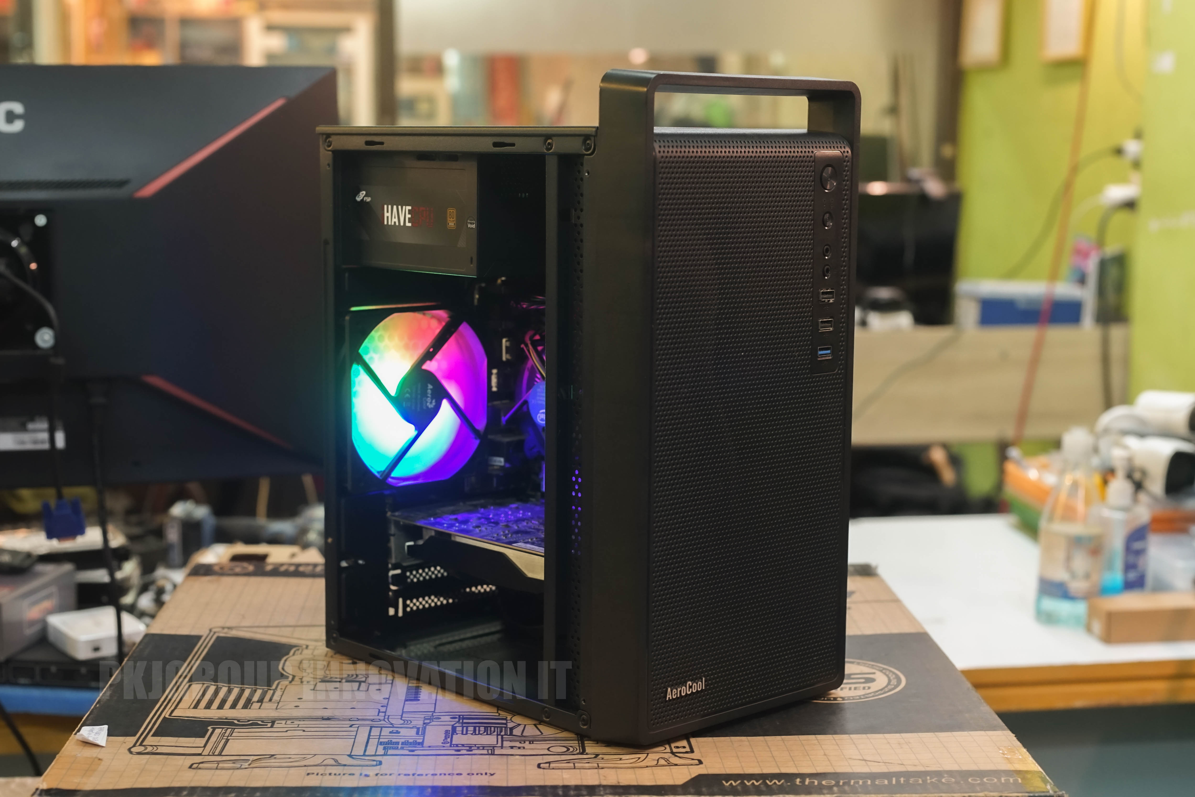 คอมเล่นเกมมือสอง Aerocool i3-10105F RAM 16 GB SSD M.2 256 GB