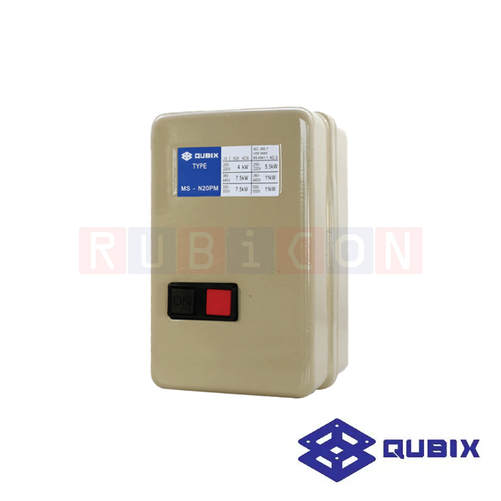 QUBIX MS-N-21PM (12-18A 380V) แมกเนติกสวิตช์แบบกล่องพร้อมสวิตซ์กด MS-N-PM Series (ENCLOSED MAGNETIC SWITCHES MS-N-PM SERIES)