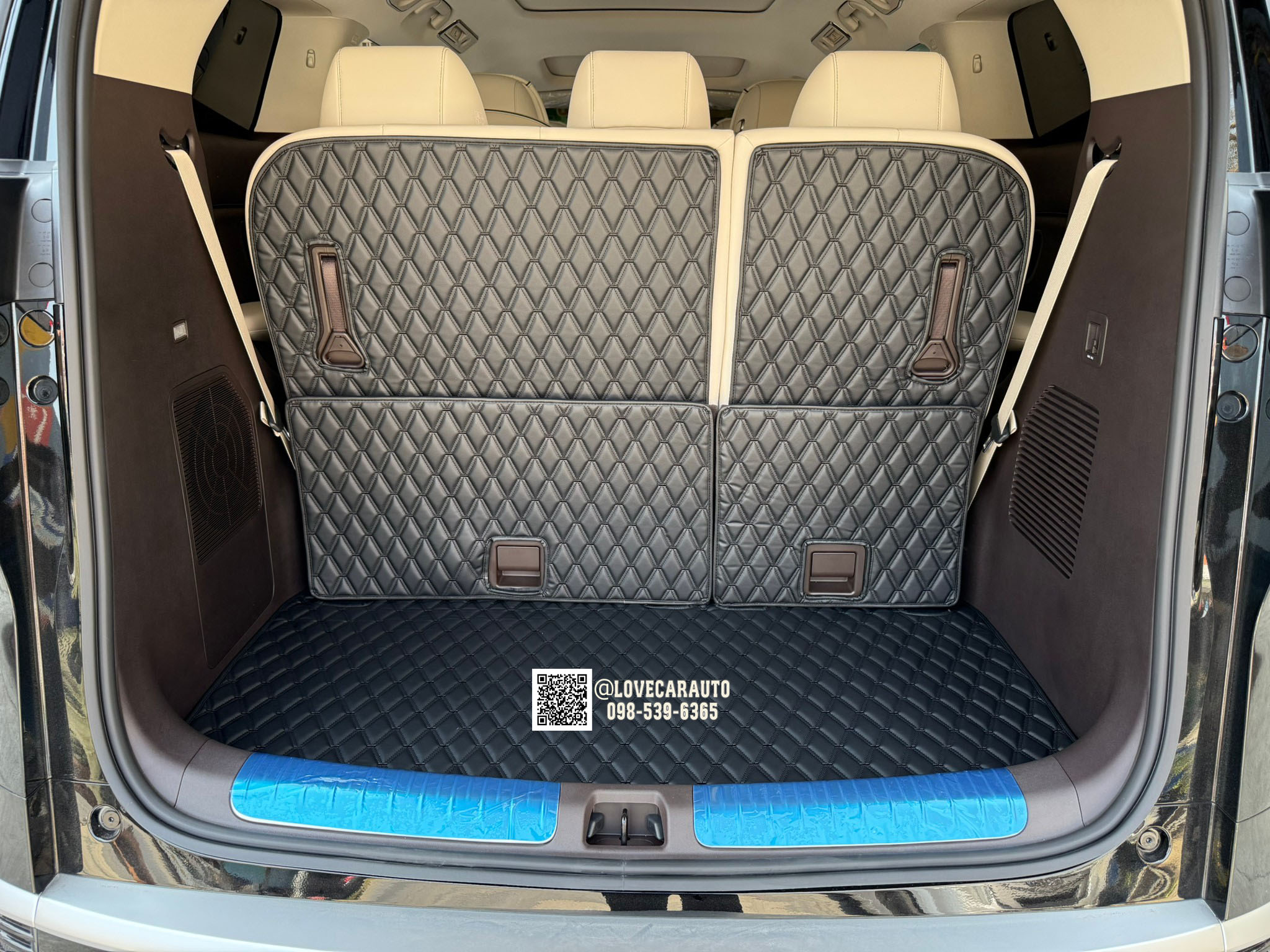 พรมปูพื้นรถยนต์ 6D BYD Denza D9 พรมvvip สีดำด้ายดำ เต็มคัน