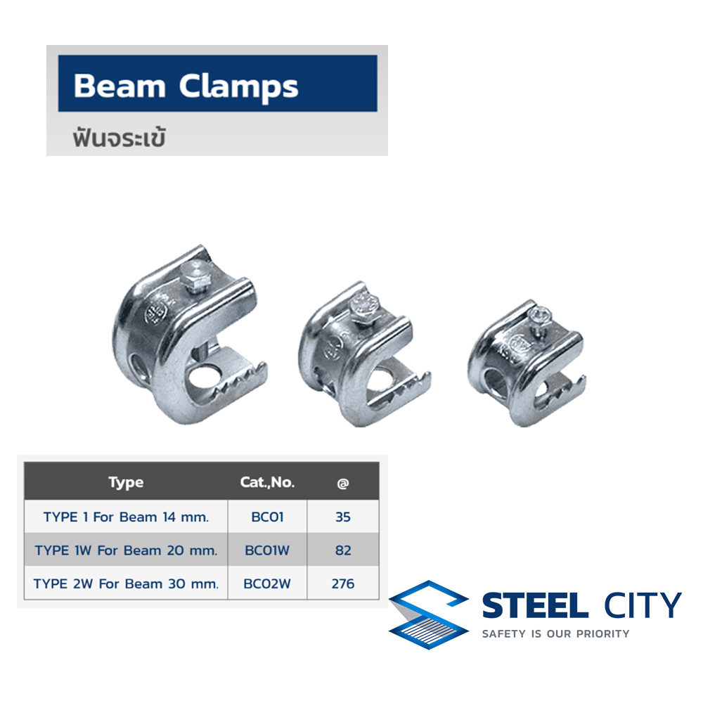 STEEL CITY BC02W แคล้มฟันจระเข้ TTYPE 2W For Beam 30 mm. (BEAM CLAMPS)