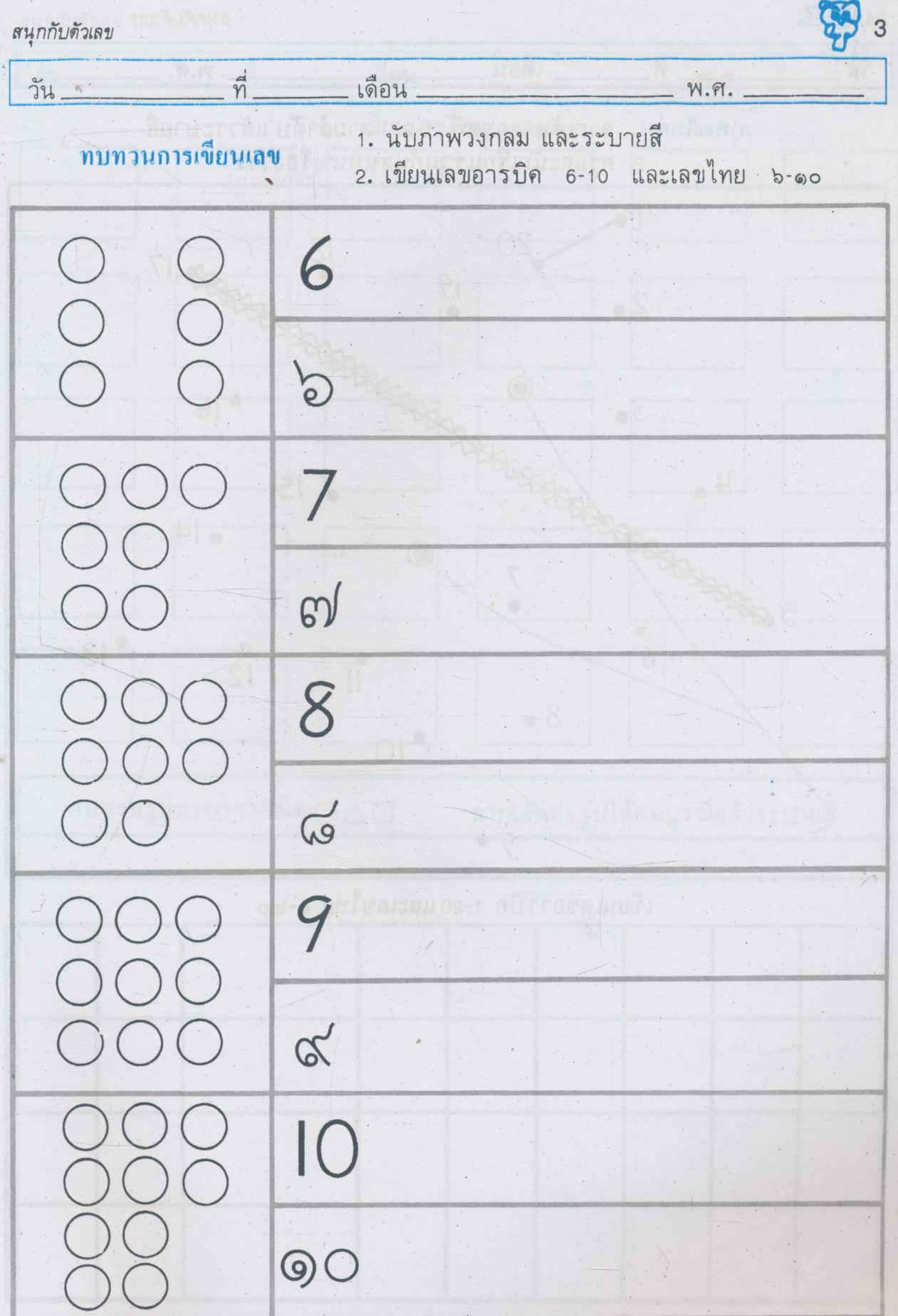 สมุดแบบฝึกทักษะ สนุกกับตัวเลข อนุบาล 3 ภาคต้น