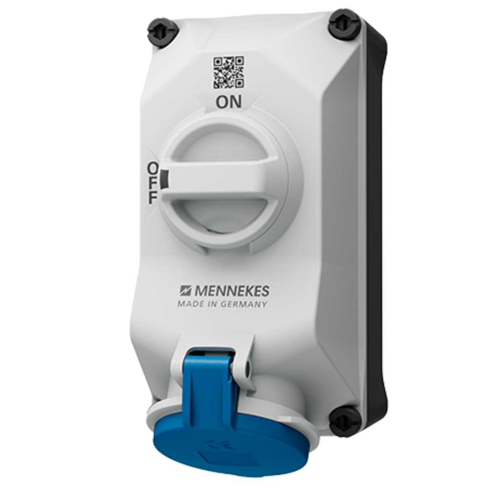 MENNEKES 5603306G (รหัสเดิม 5696A) ปลั๊กตัวเมียติดผนัง พร้อมสวิทว์และ DUO-Interlock (2P+E) 32A 230V IP44