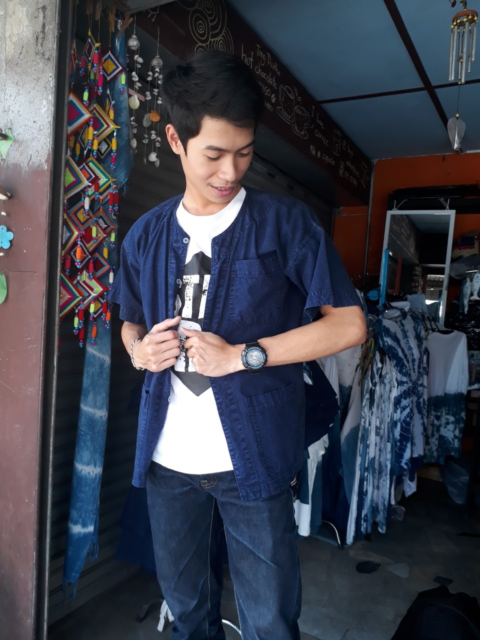 เสื้อม่อฮ่อมคอกุยเฮง แบบดั้งเดิม