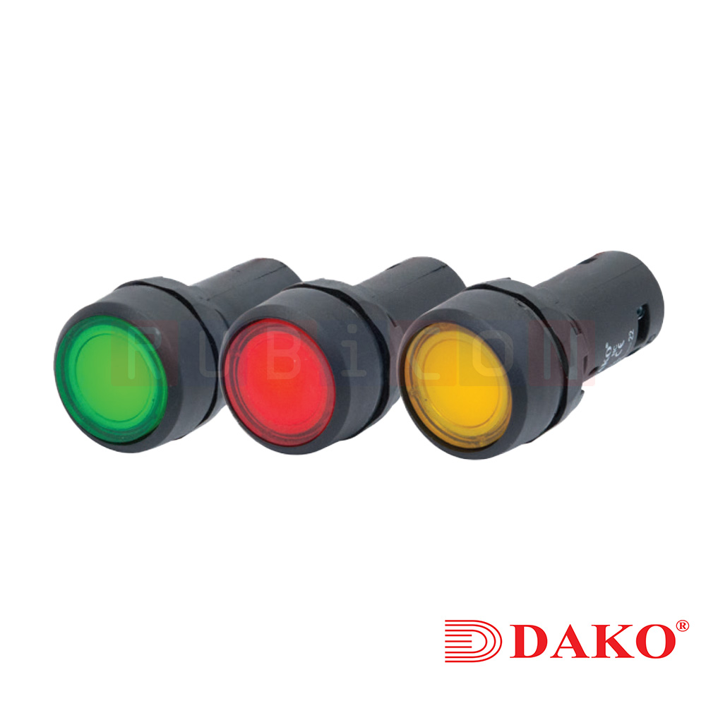 "DAKO" SB7-CWL3G65-220 สวิทช์กดหัวเรียบมีไฟ กดล็อก สีเขียว (GREEN) 12V 1A1B CONTACT 1NO+1NC (ILLUMINATED FLUSHED MOMENTARY)
