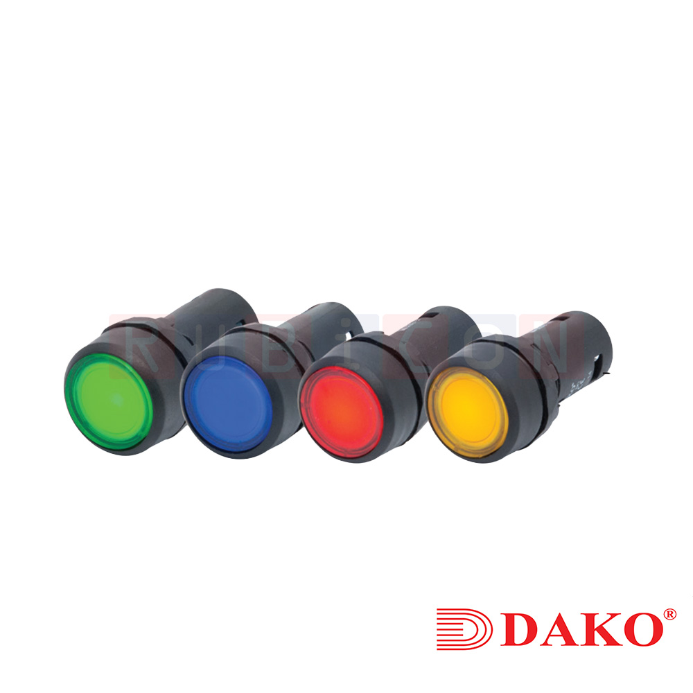 "DAKO" SB7-CW3R65-12 สวิทช์กดหัวเรียบมีไฟ กดปล่อย สีแดง (RED) 12V 1A1B CONTACT 1NO+1NC (ILLUMINATED FLUSHED MOMENTARY)
