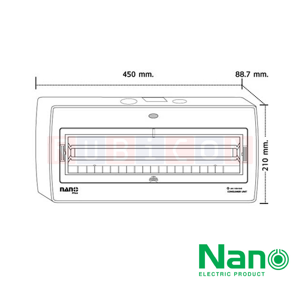 Nano Electric® NNP-CSB19 ตู้คอนซูมเมอร์ยูนิต บัสบาร์แยก NANO PLUS ขนาด19-21 ช่อง(ตู้เปล่า) CONSUMER UNIT SPLIT BUS 8+8