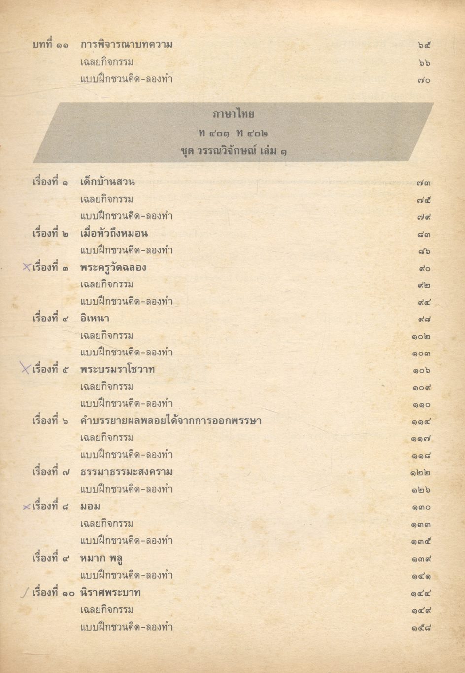 สาระสังเขปภาษาไทย ม.๔ {ท ๔๐๑ และ ท ๔๐๒} (ชุด ทักษพัฒนาและชุด วรรณวิจักษณ์) เล่ม ๑ **ไม่มีเฉลยในเล่ม