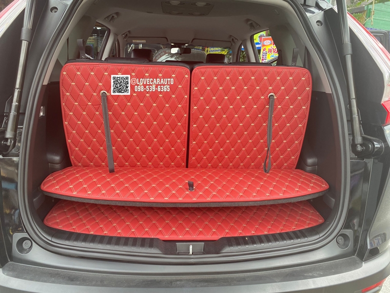 พรมปูพื้นรถยนต์ Honda CRV G5.7ที่นั่ง VVIPด้ายคู่สีแดงไวน์ด้ายทอง