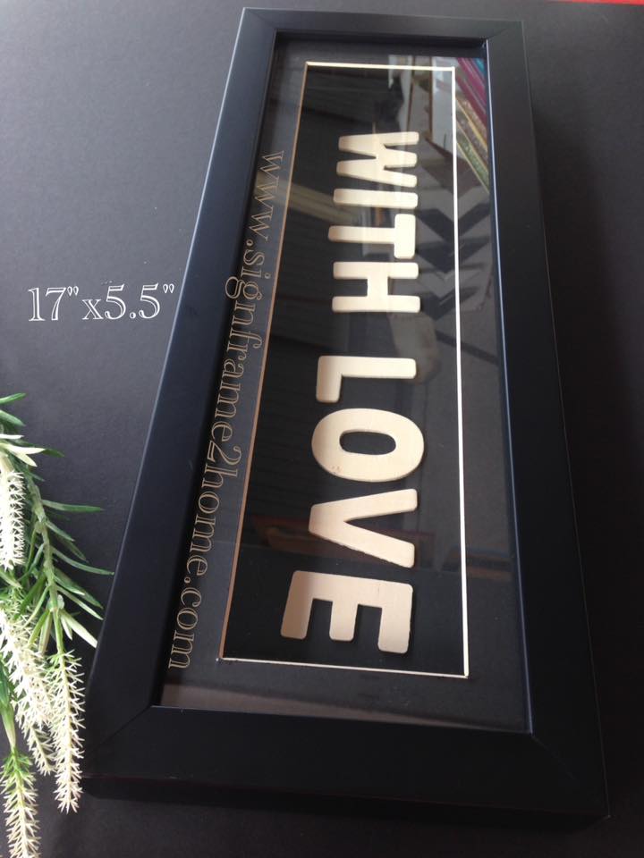 กรอบทรงลึกดำเรียบใส่ตัวอักษรเรซิ่น 17x5.5"