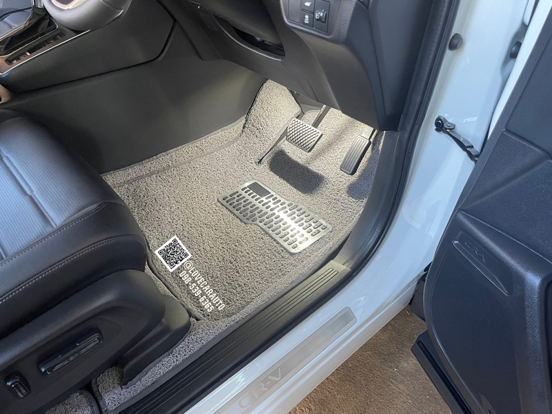 พรมปูพื้นรถยนต์ 6D Honda CRV G6 5 ที่นั่ง 2023 ไวนิลสีเทาขอบเทา