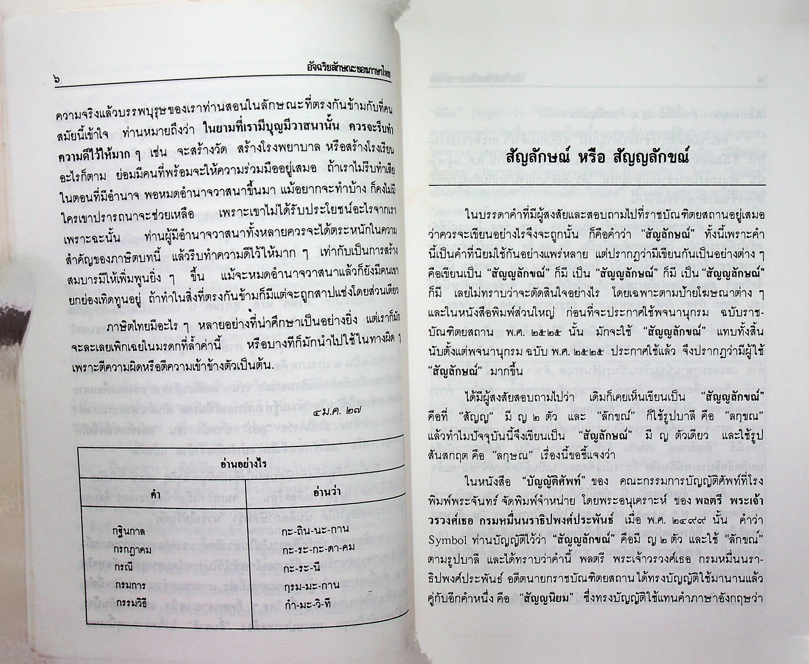 อัจฉริยลักษณะของภาษาไทย จัดพิมพ์ถวาย เนื่องในงานฉลองอายุ ๘๐ปี พระครูบริหารสรวัมน์ เจ้าอาวาสวัดศรีอุทัย ต.บ้ายยาง อ.เสาไห้ จ.สระบุรี ๒๕๓๔