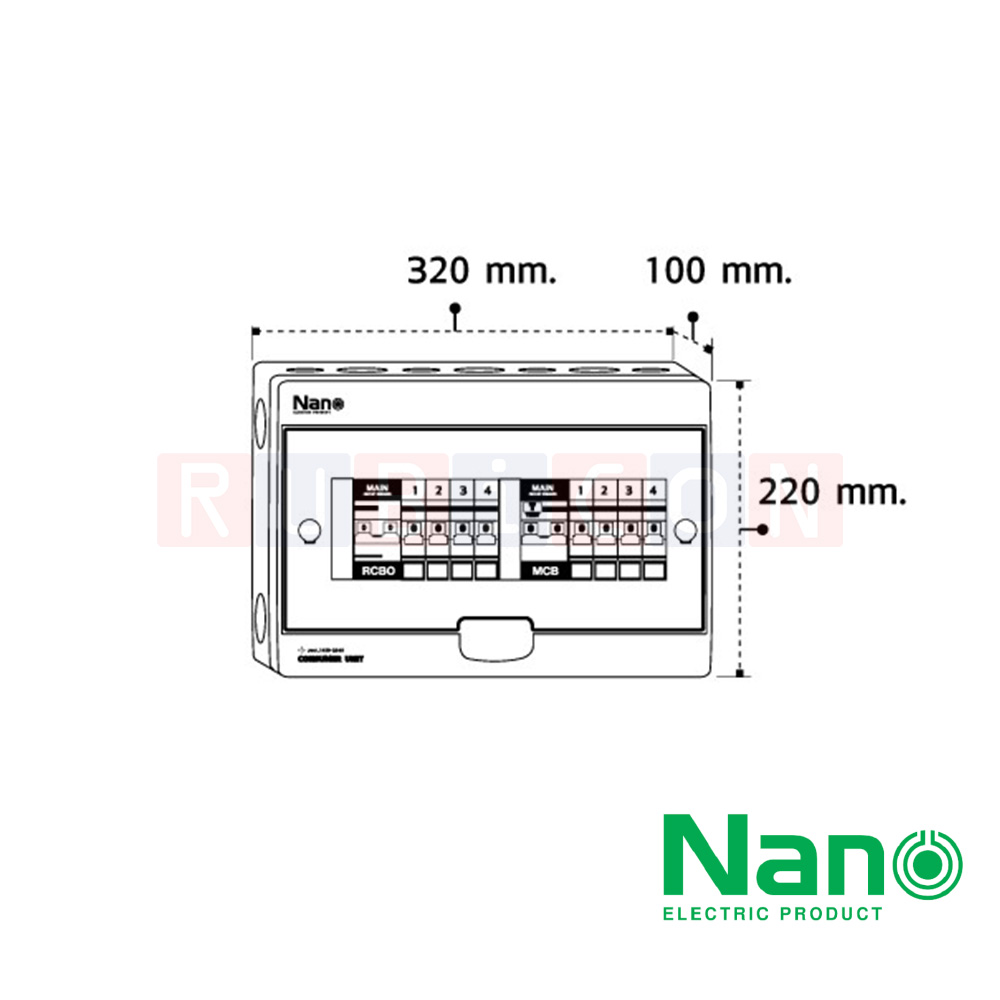 Nano Electric® CSB-M4R4(C) ตู้คอนซูเมอร์ยูนิต บัสบาร์แยก Consumer unit Split Bus SHIHLIN/NANO (Main MCB+4 MCB&Main RCBO+4 MCB)(1 ชิ้น/กล่อง)
