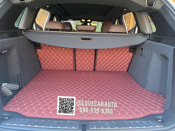 พรมปูพื้นรถยนต์ 7D Bmw ix3 2022 สีเลือดหมู +ไวนิลครีม
