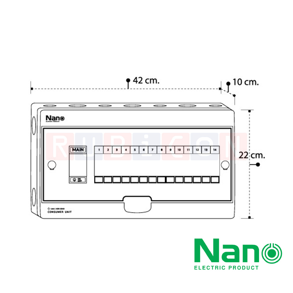 Nano Electric® CU-14 ตู้คอนซูเมอร์ยูนิต SHIHLIN/NANO เมน+14ช่อง ( ตู้เปล่า) ( 1 ชิ้น/กล่อง )