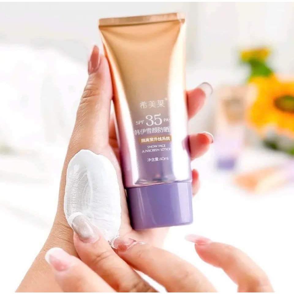 กันแดดหลอดม่วง SNOW FACE กันแดดหน้าฉ่ำวาวอิ่มน้ำspf35pa+++