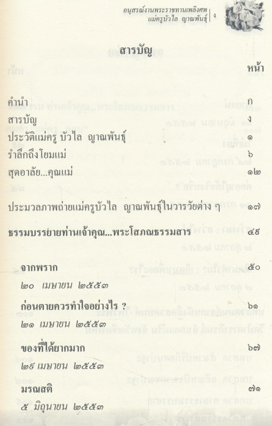 ธรรมบรรยาย ท่านเจ้าคุณ...พระโสภณธรรมสารหนังสืออนุสรณ์งานพระราชทานเพลิงศพ แม่ครูบัวไล ญาณพันธุ์ ๒๕๔๔