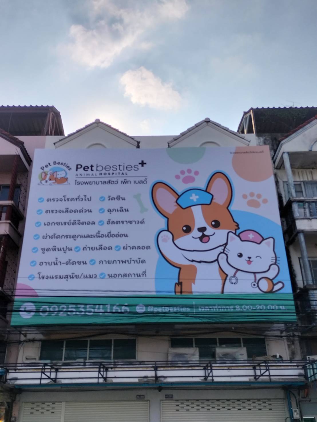 ป้ายไวนิลหน้าตึก งานPET Besties Animal Hospital