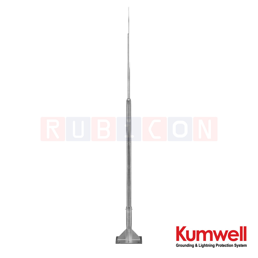 KUMWELL LTSP-3000 เสาไฟล่อฟ้าชนิดตั้งพื้น (ชุบสังกะสีแบบจุ่มร้อน) สูง 3 ม. (Self - Standing Lightning Pole (Hot Dip Galvanized) Pole, Height 3 m