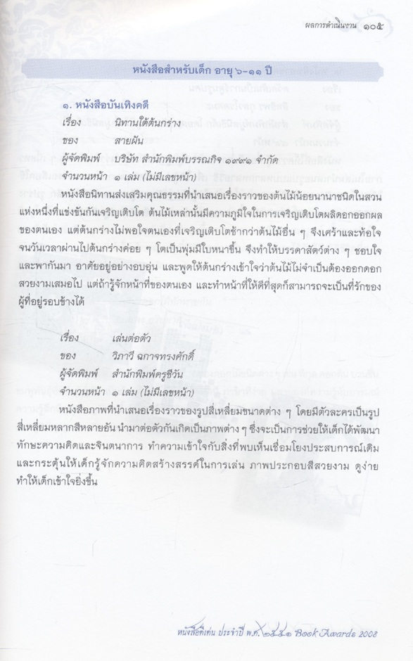 หนังสือดีเด่น ประจำปี พ.ศ.๒๕๕๑ Book Awards 2008
